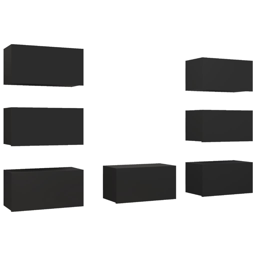 Meubles TV 7 pcs Noir 30,5x30x60 cm Bois d'ingénierie