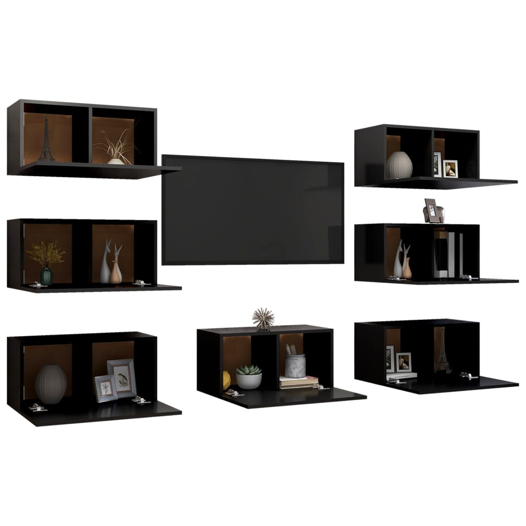 Meubles TV 7 pcs Noir 30,5x30x60 cm Bois d'ingénierie