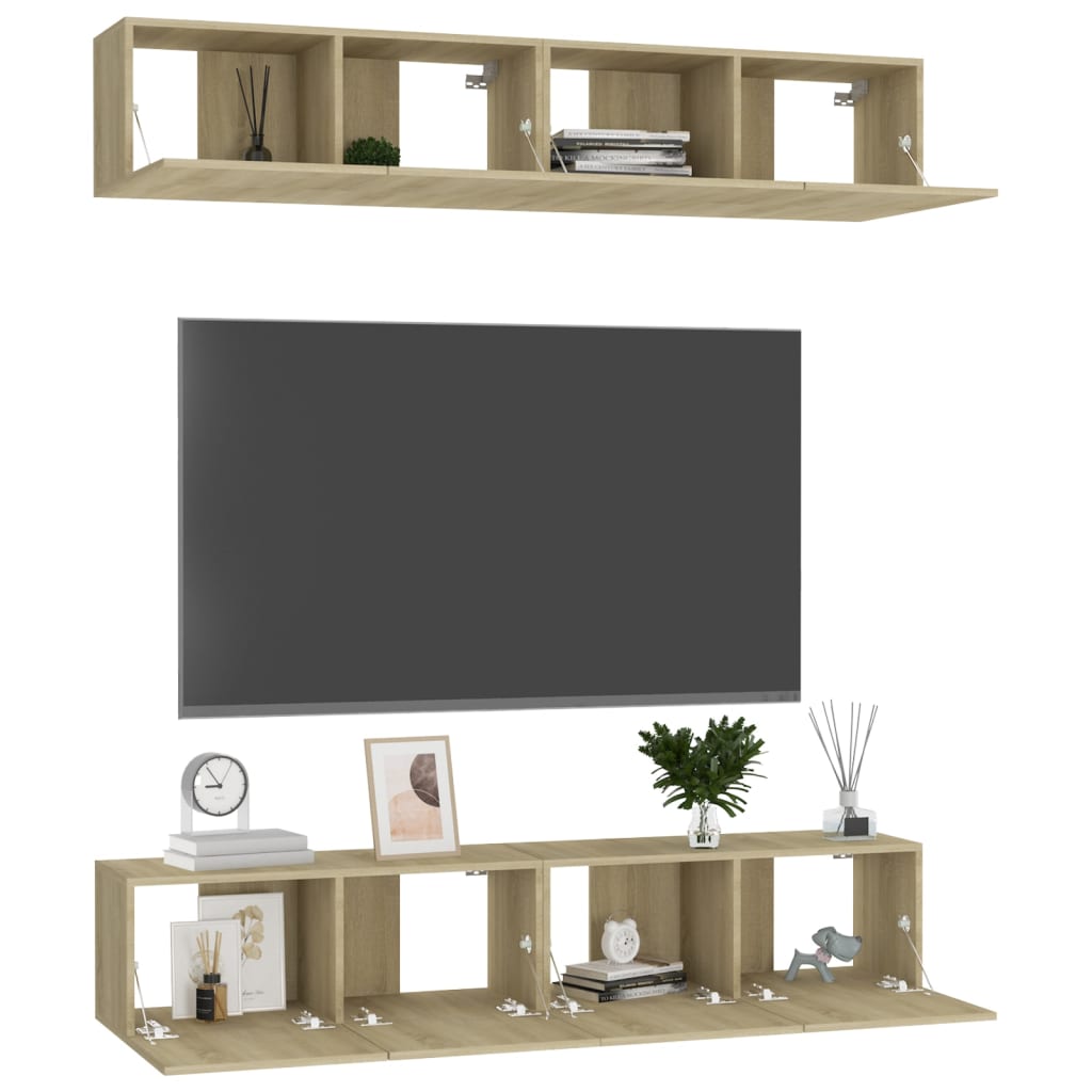 Meubles TV 4 pcs Chêne sonoma 80x30x30 cm Bois d'ingénierie