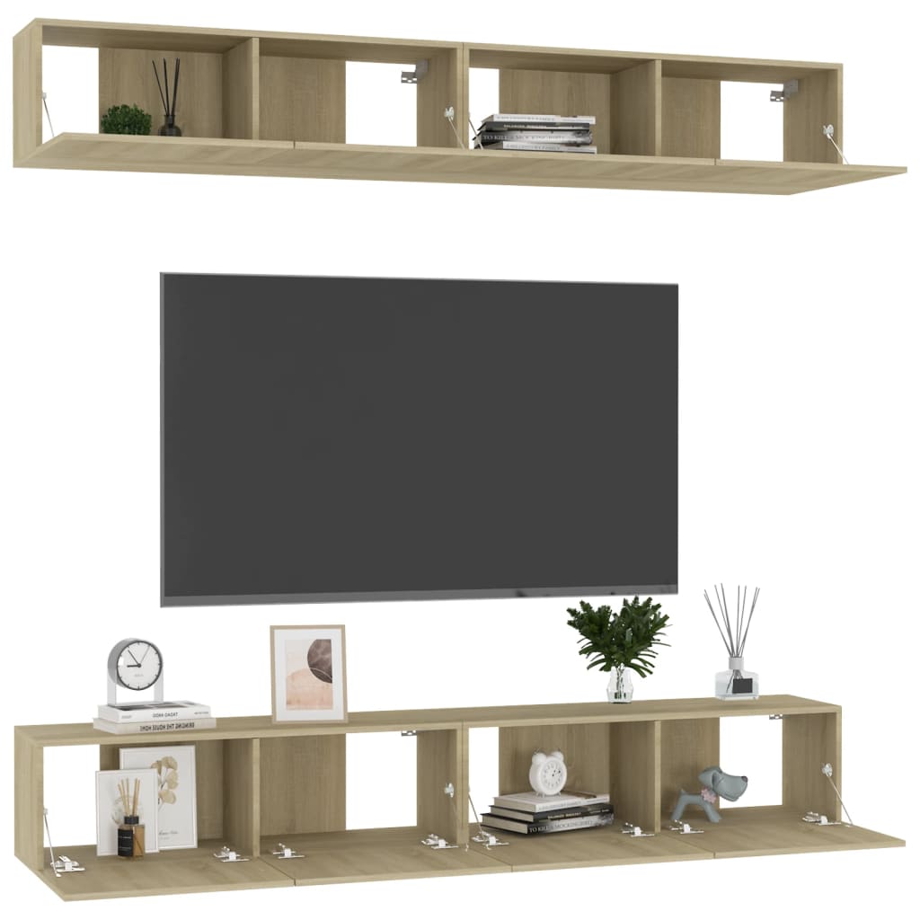 Meubles TV 4 pcs Chêne sonoma 100x30x30 cm Bois d'ingénierie