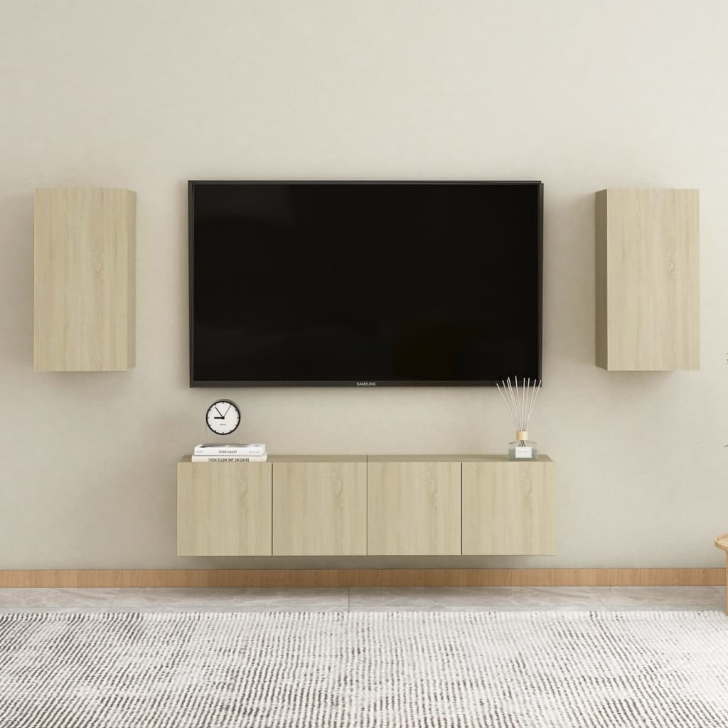 Ensemble de meubles TV 4 pcs Chêne sonoma Bois d'ingénierie