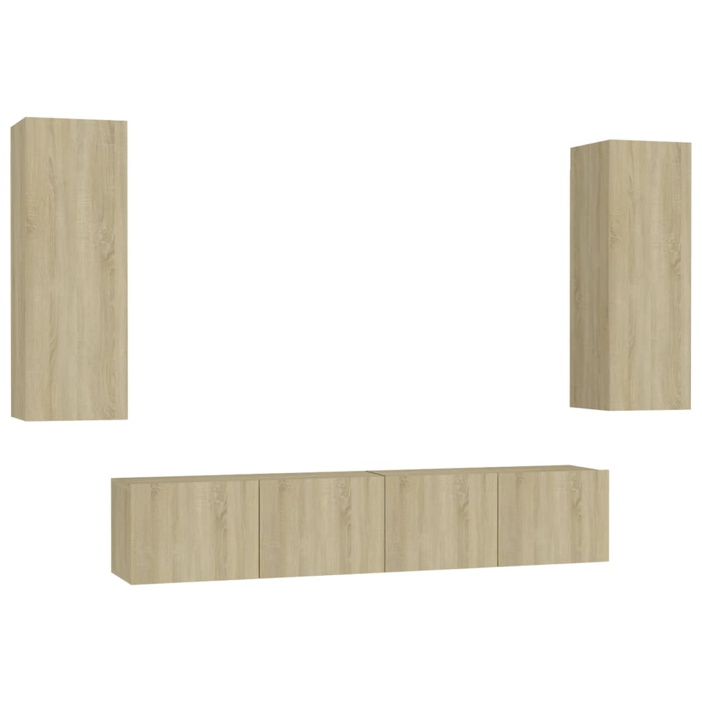 Ensemble de meubles TV 4 pcs Chêne sonoma Bois d'ingénierie