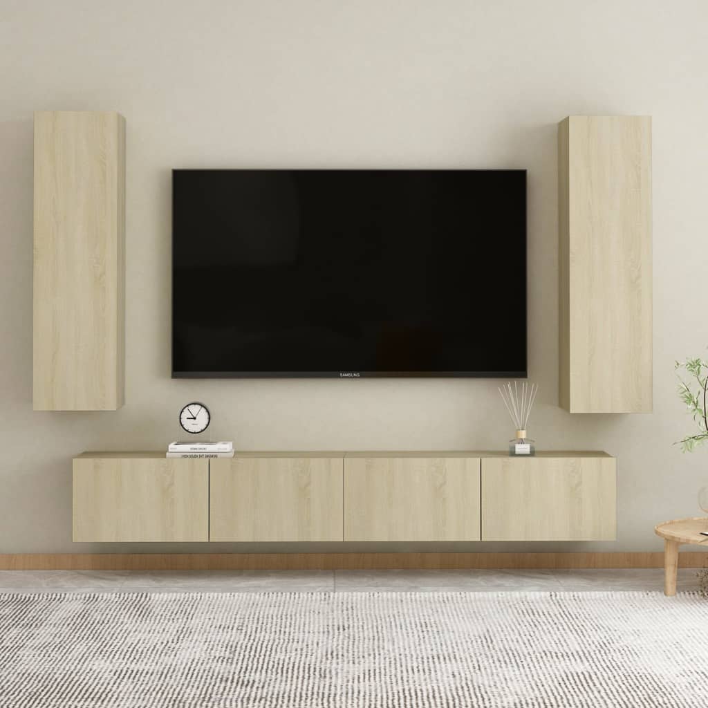 Ensemble de meubles TV 4 pcs Chêne sonoma Bois d'ingénierie