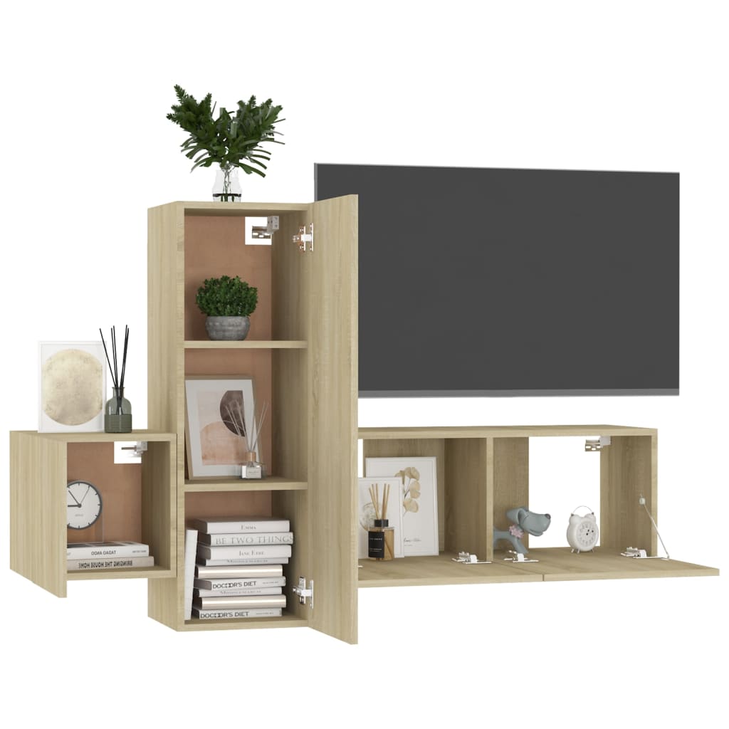 Ensemble de meubles TV 3 pcs Chêne sonoma Bois d'ingénierie