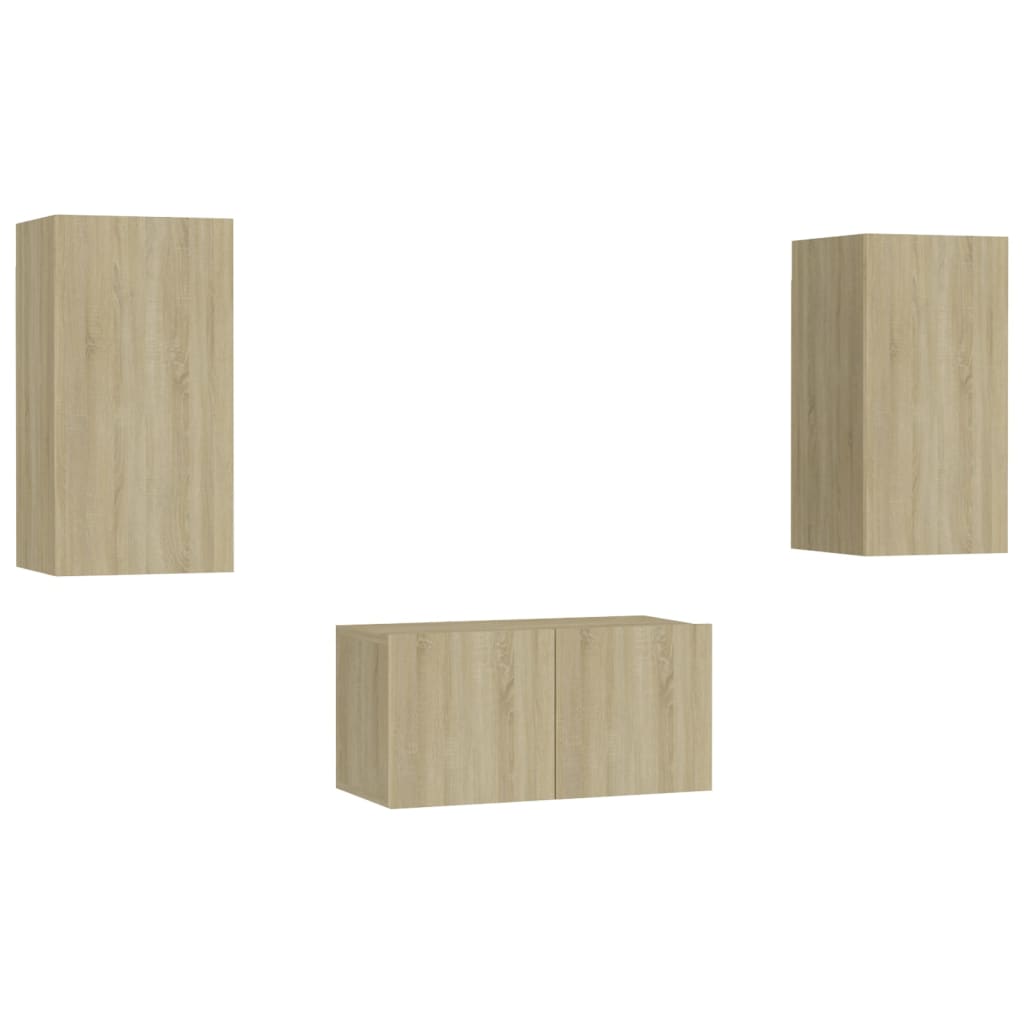 Ensemble de meubles TV 3 pcs Chêne sonoma Bois d'ingénierie