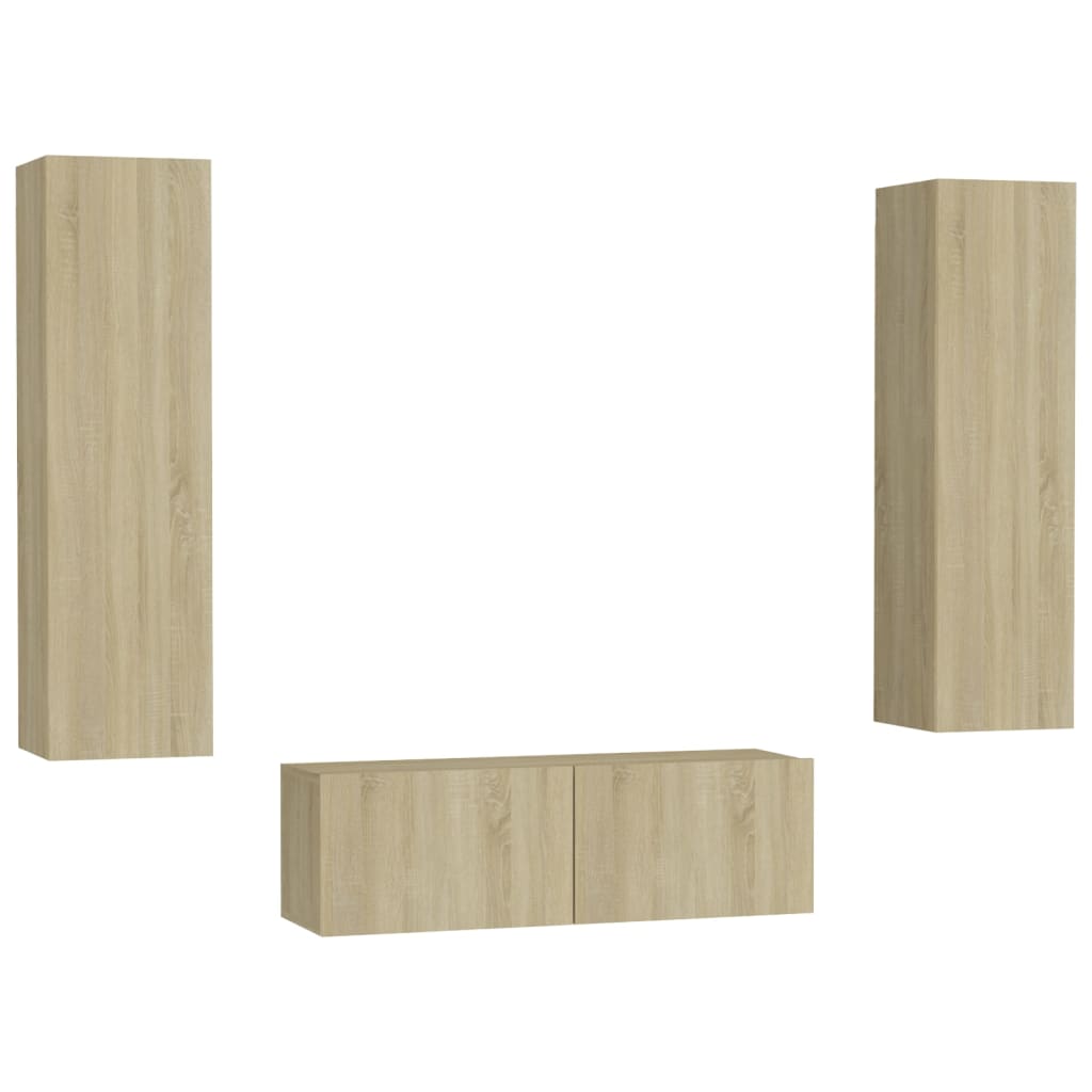 Ensemble de meubles TV 3 pcs Chêne sonoma Bois d'ingénierie