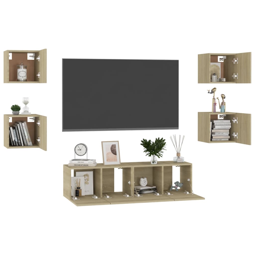 Ensemble de meubles TV 6 pcs Chêne sonoma Bois d'ingénierie