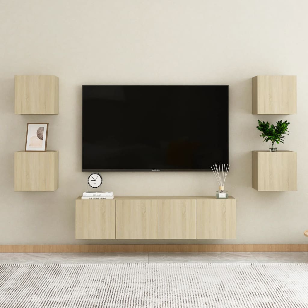 Ensemble de meubles TV 6 pcs Chêne sonoma Bois d'ingénierie