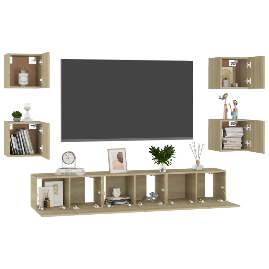 Ensemble de meubles TV 7 pcs Chêne sonoma Bois d'ingénierie