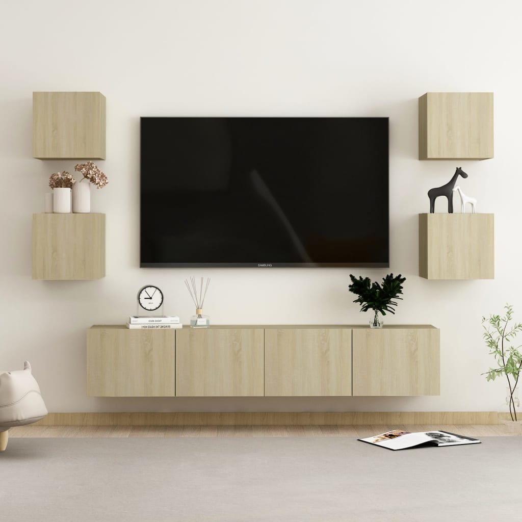 Ensemble de meubles TV 6 pcs Chêne sonoma Bois d'ingénierie