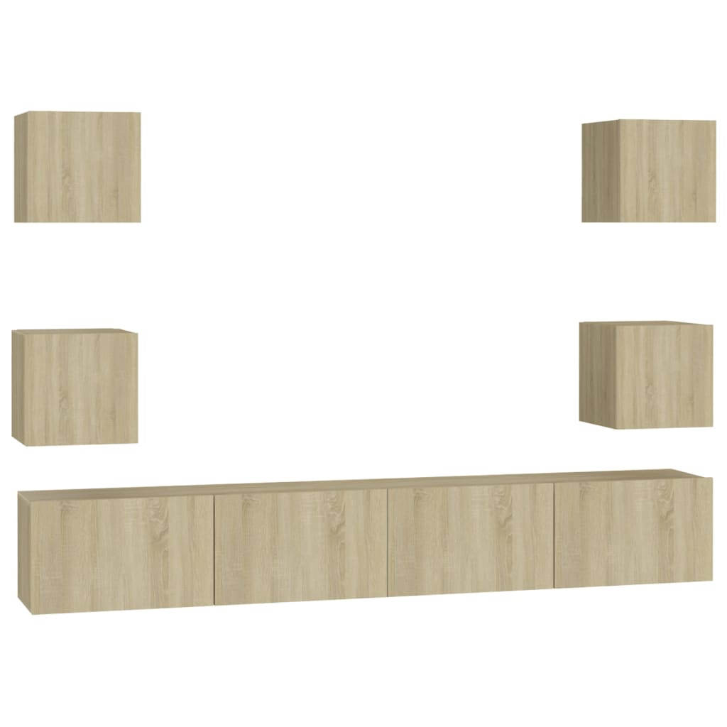 Ensemble de meubles TV 6 pcs Chêne sonoma Bois d'ingénierie