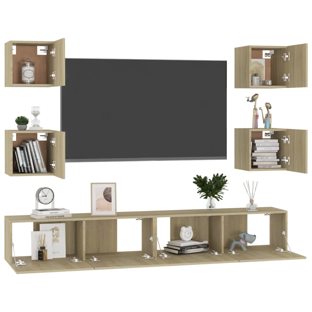 Ensemble de meubles TV 6 pcs Chêne sonoma Bois d'ingénierie