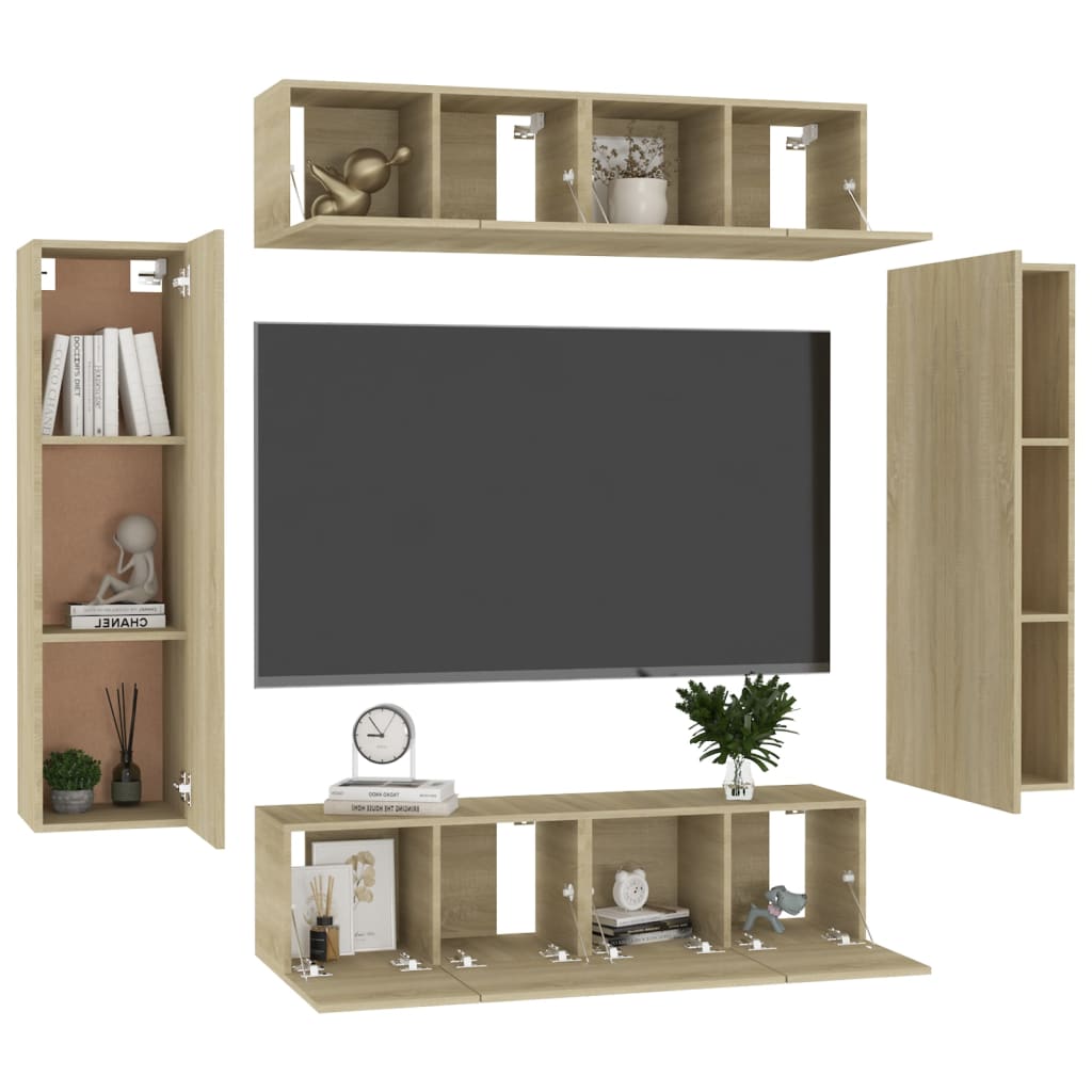 Ensemble de meubles TV 6 pcs Chêne sonoma Bois d'ingénierie