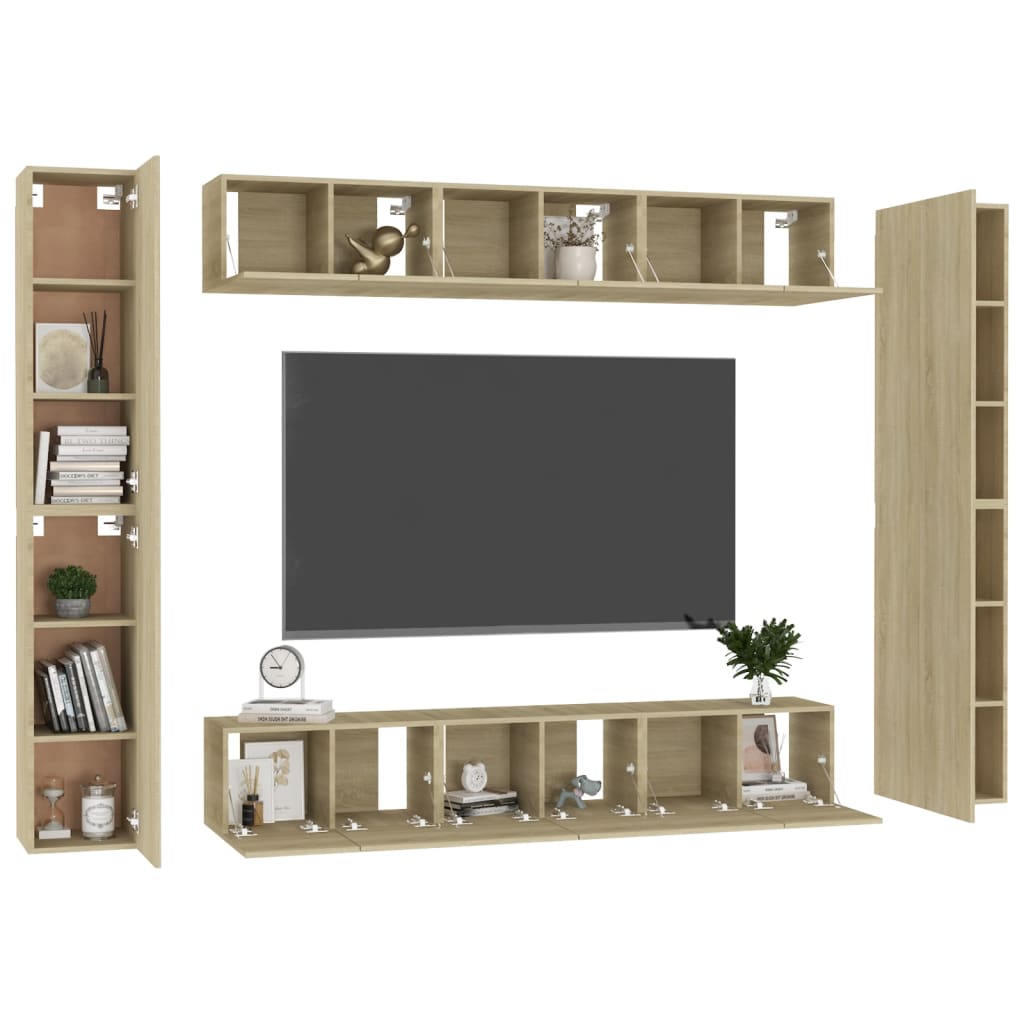 Ensemble de meubles TV 10 pcs Chêne sonoma Bois d'ingénierie