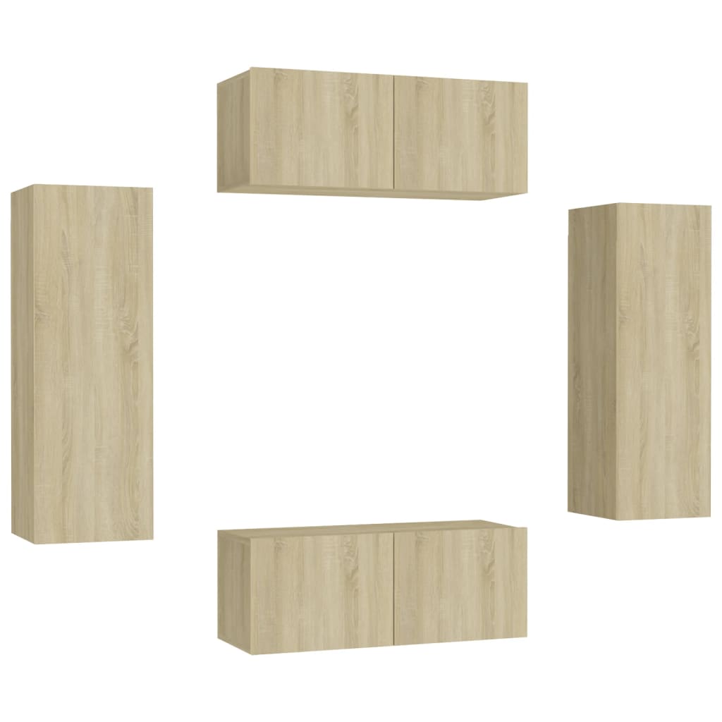 Ensemble de meubles TV 4 pcs Chêne sonoma Bois d'ingénierie