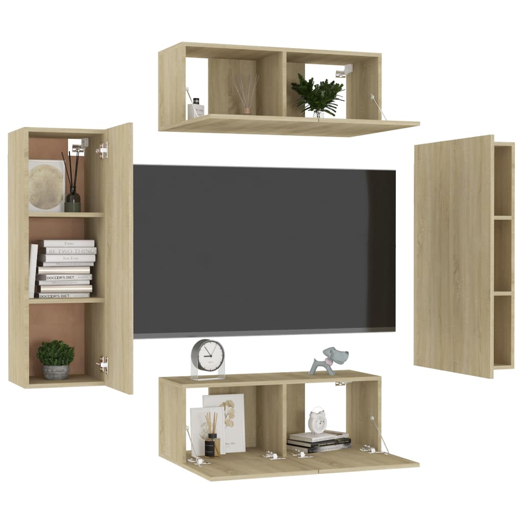 Ensemble de meubles TV 4 pcs Chêne sonoma Bois d'ingénierie