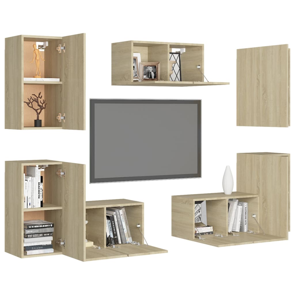 Ensemble de meubles TV 7 pcs Chêne sonoma Bois d'ingénierie