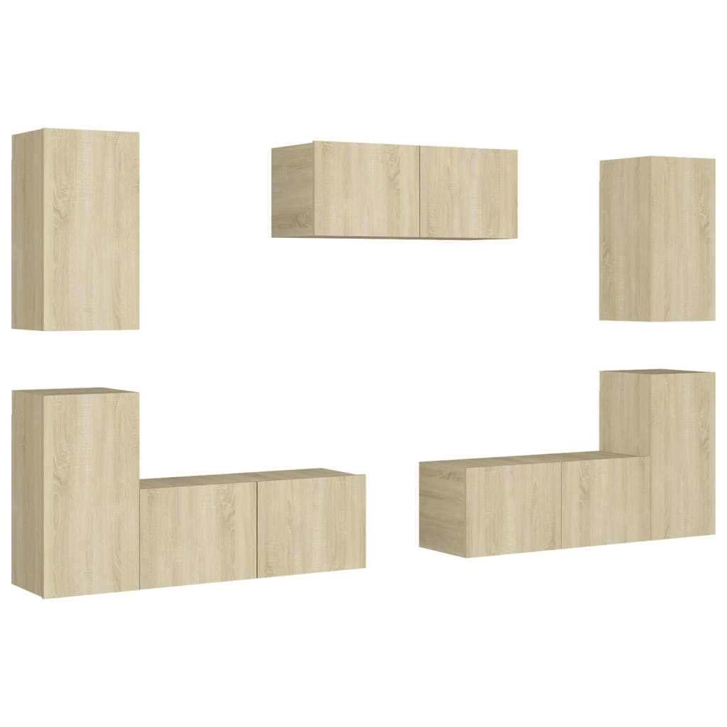 Ensemble de meubles TV 7 pcs Chêne sonoma Bois d'ingénierie