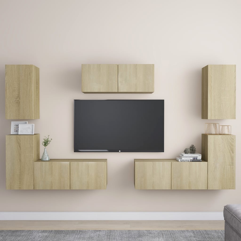 Ensemble de meubles TV 7 pcs Chêne sonoma Bois d'ingénierie