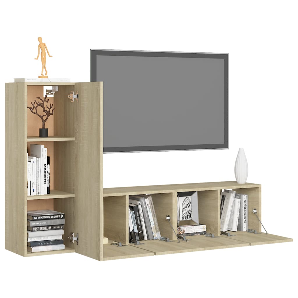 Ensemble de meubles TV 3 pcs Chêne sonoma Bois d'ingénierie