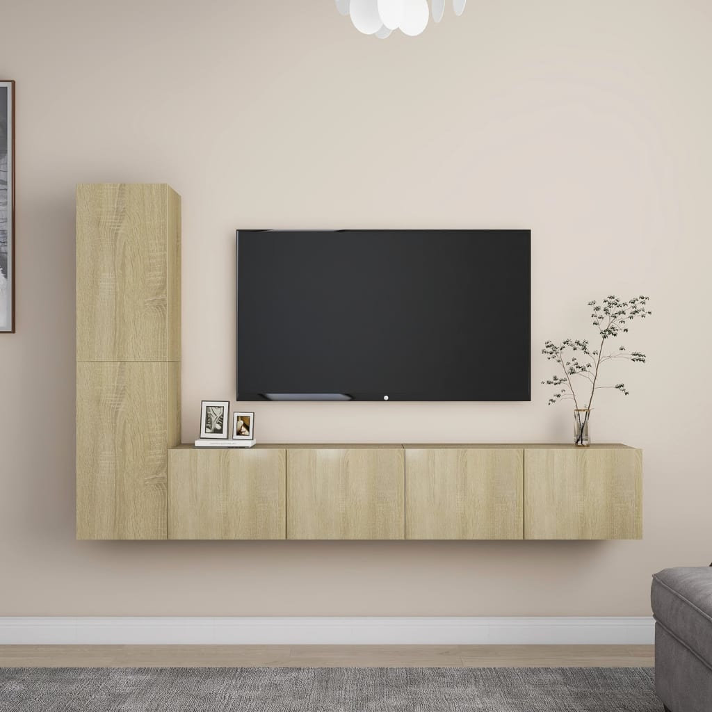 Ensemble de meubles TV 4 pcs Chêne sonoma Bois d'ingénierie