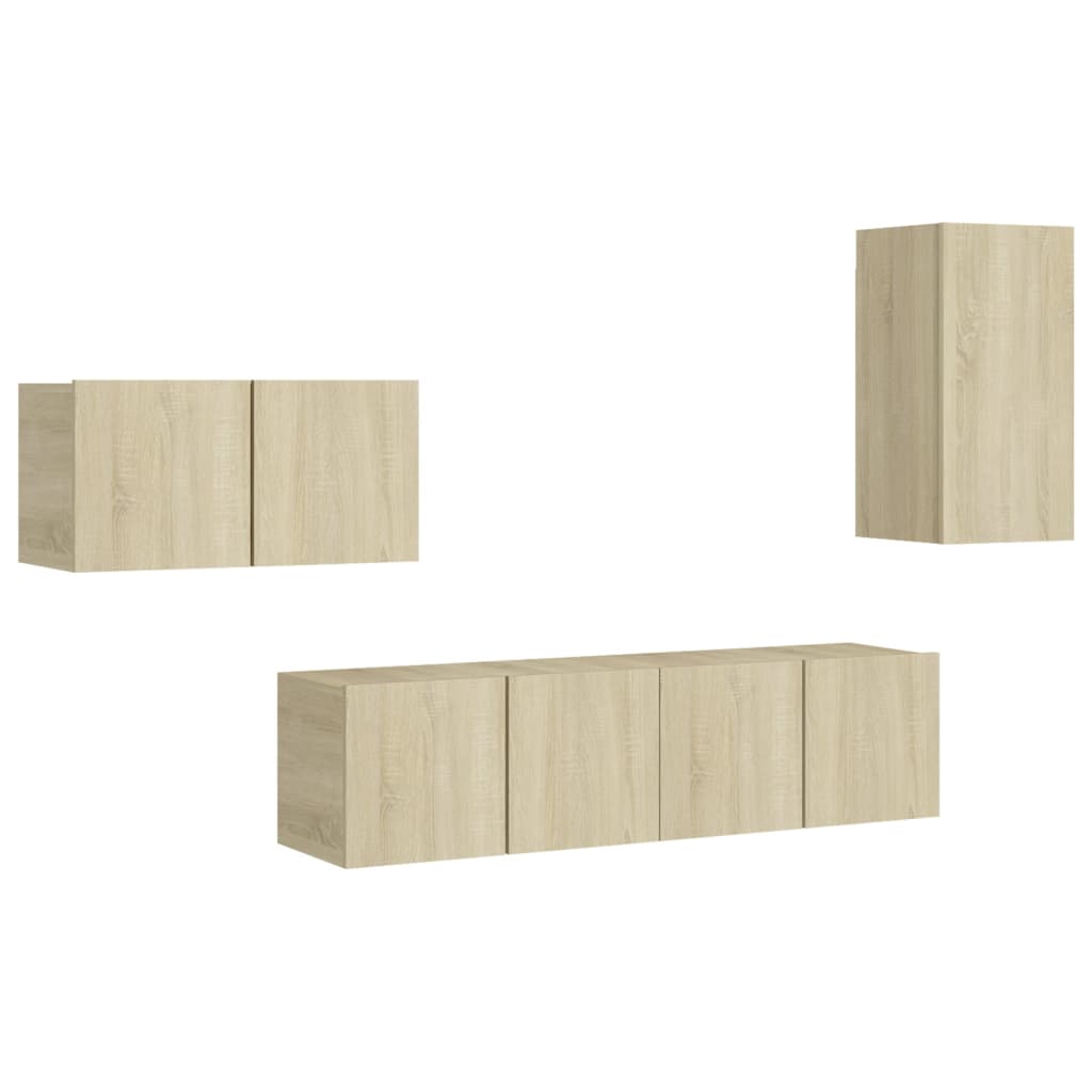 Ensemble de meubles TV 4 pcs Chêne sonoma Bois d'ingénierie