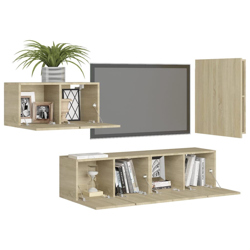 Ensemble de meubles TV 4 pcs Chêne sonoma Bois d'ingénierie