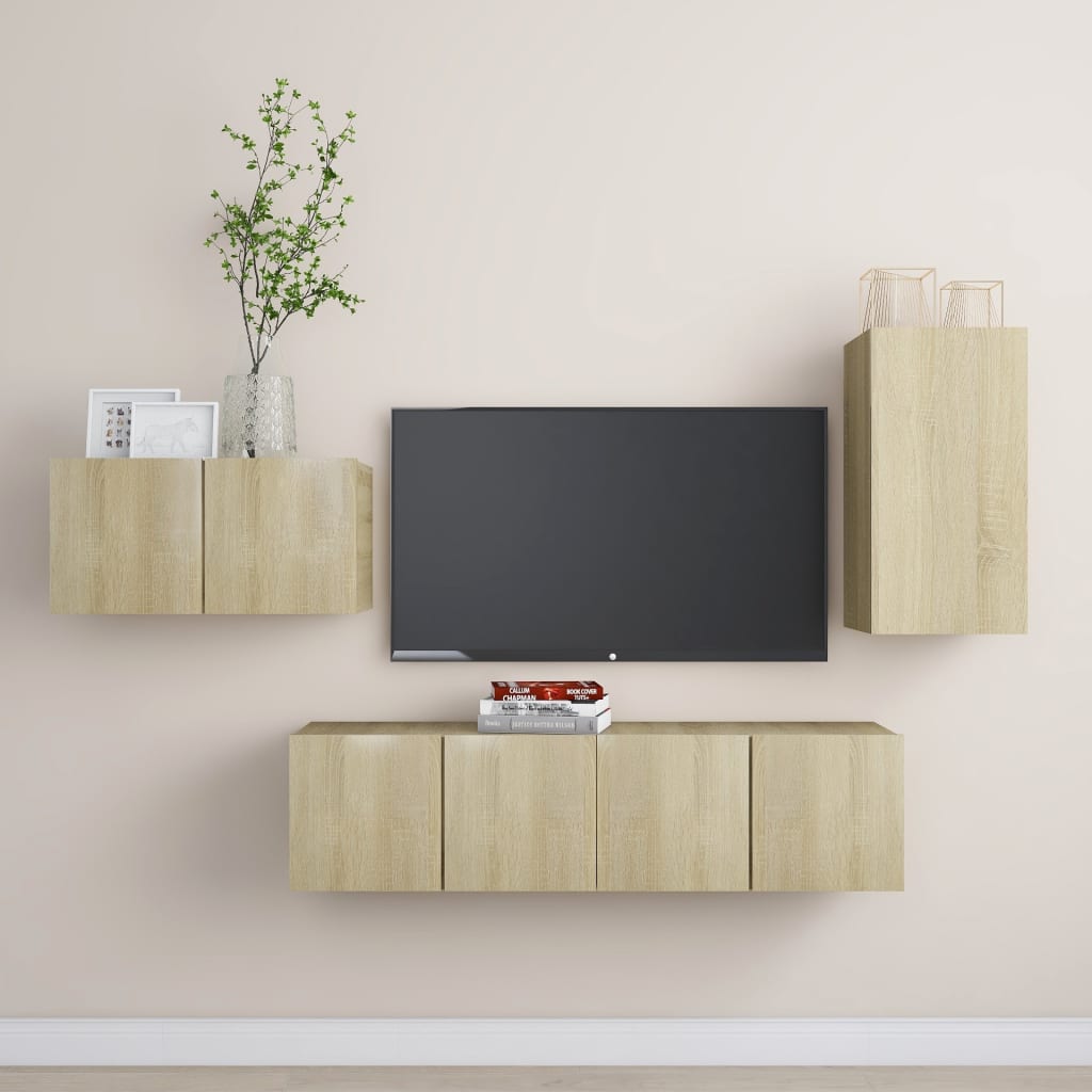 Ensemble de meubles TV 4 pcs Chêne sonoma Bois d'ingénierie