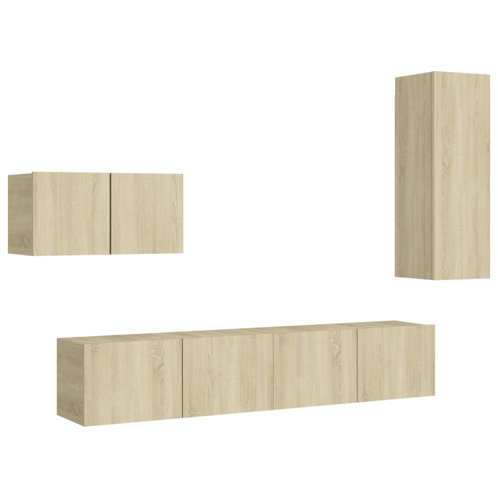 Ensemble de meuble TV 4 pcs Chêne sonoma Bois d'ingénierie