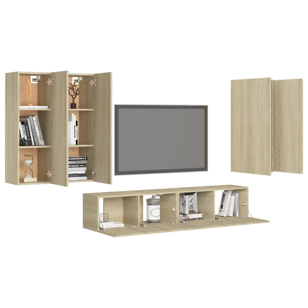 Ensemble de meuble TV 6 pcs Chêne sonoma Bois d'ingénierie