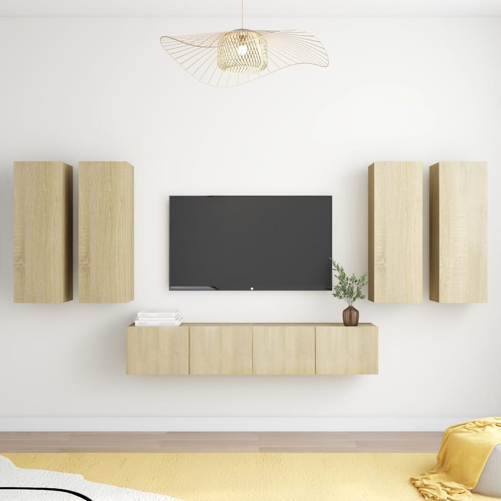 Ensemble de meuble TV 6 pcs Chêne sonoma Bois d'ingénierie