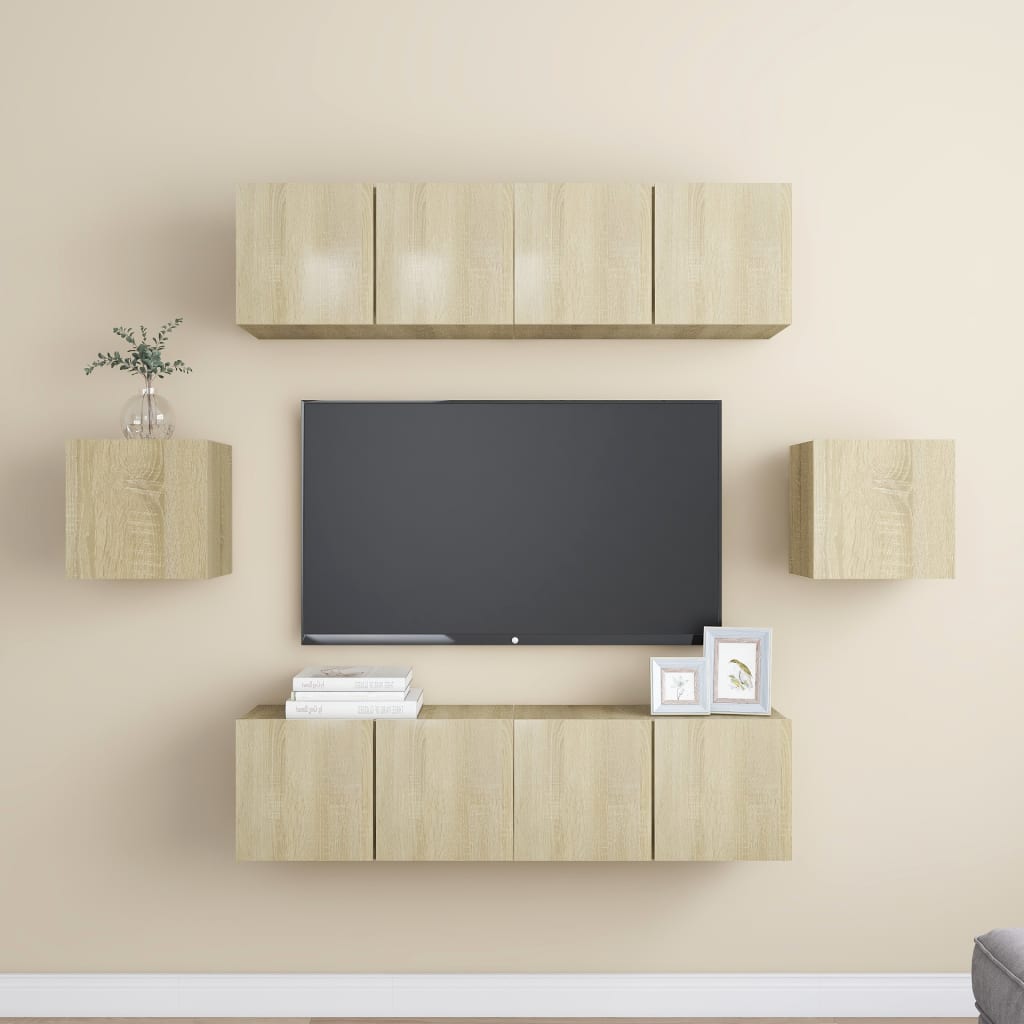 Ensemble de meubles TV 6 pcs Chêne sonoma Bois d'ingénierie