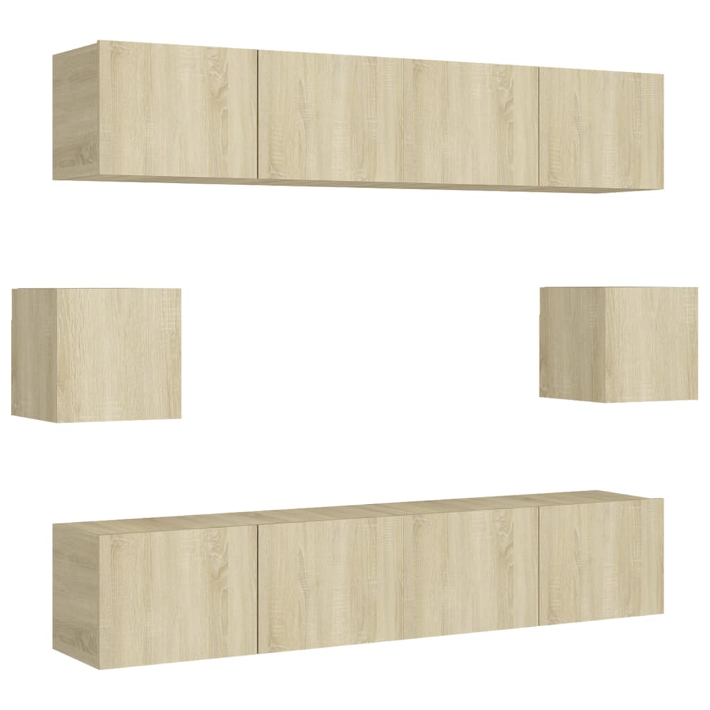 Ensemble de meubles TV 6 pcs Chêne sonoma Bois d'ingénierie