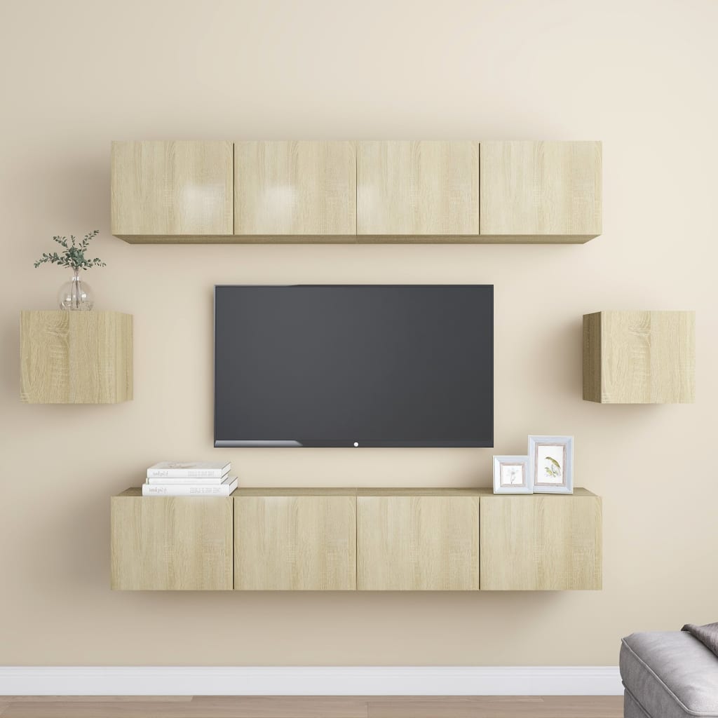 Ensemble de meubles TV 6 pcs Chêne sonoma Bois d'ingénierie