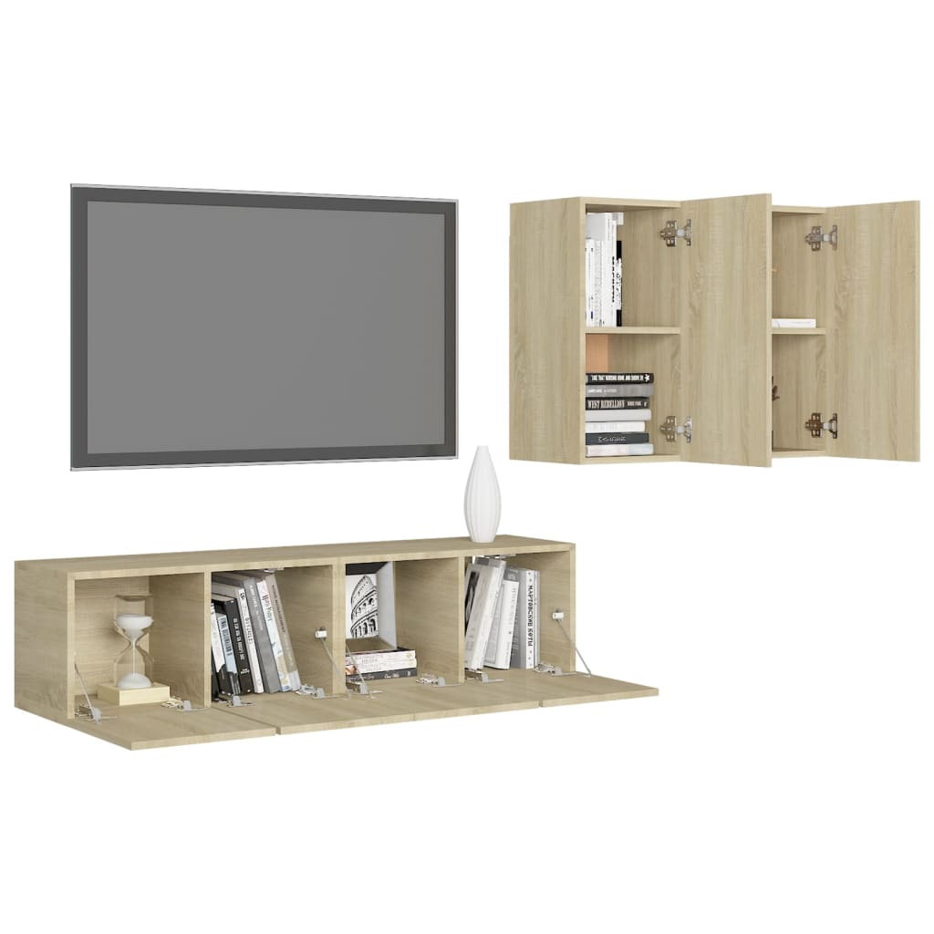 Ensemble de meubles TV 4 pcs Chêne sonoma Bois d'ingénierie