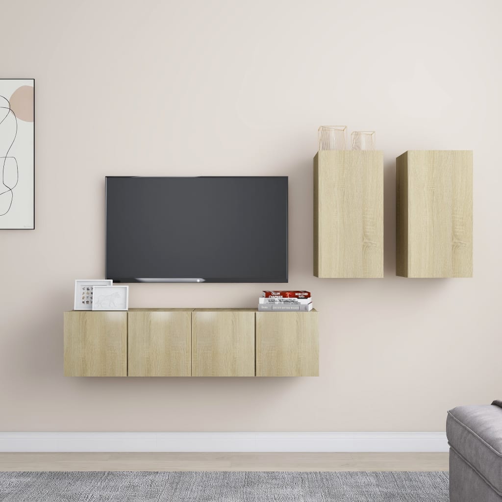 Ensemble de meubles TV 4 pcs Chêne sonoma Bois d'ingénierie