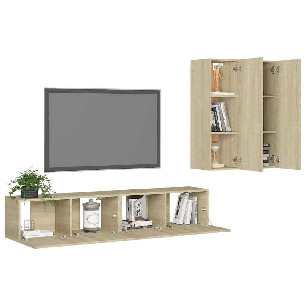 Ensemble de meubles TV 4 pcs Chêne sonoma Bois d'ingénierie