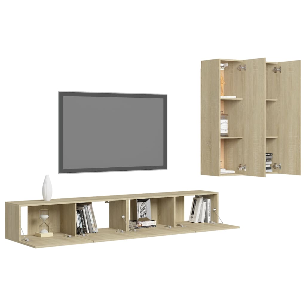 Ensemble de meubles TV 4 pcs Chêne sonoma Bois d'ingénierie