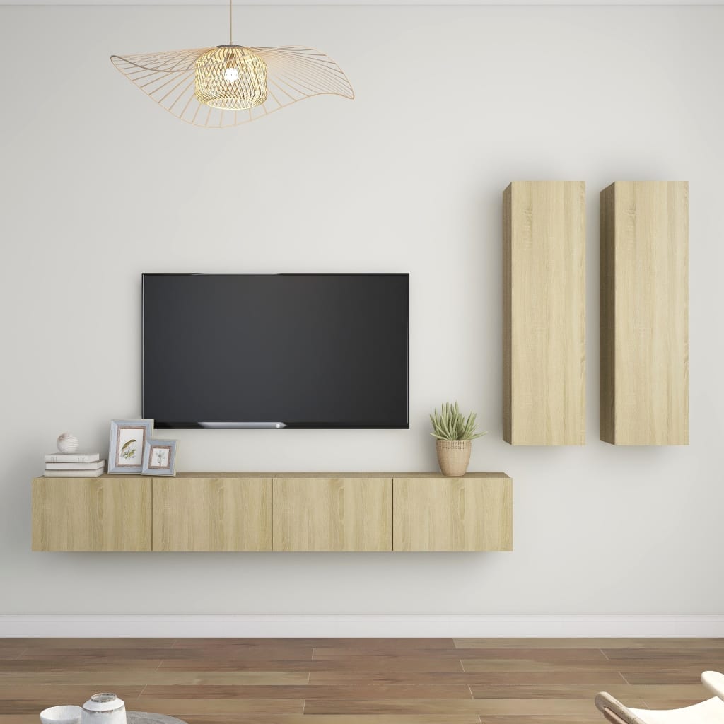 Ensemble de meubles TV 4 pcs Chêne sonoma Bois d'ingénierie