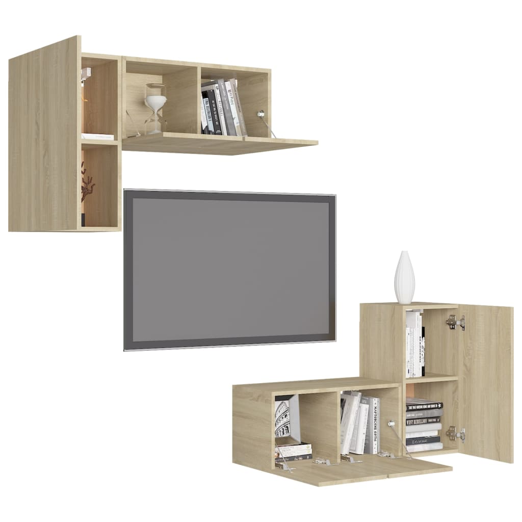 Ensemble de meubles TV 4 pcs Chêne sonoma Bois d'ingénierie