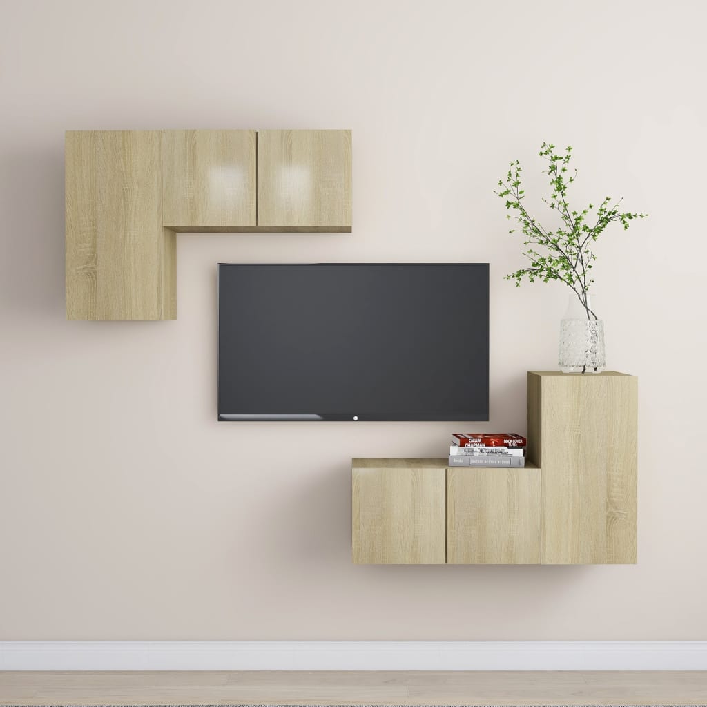 Ensemble de meubles TV 4 pcs Chêne sonoma Bois d'ingénierie