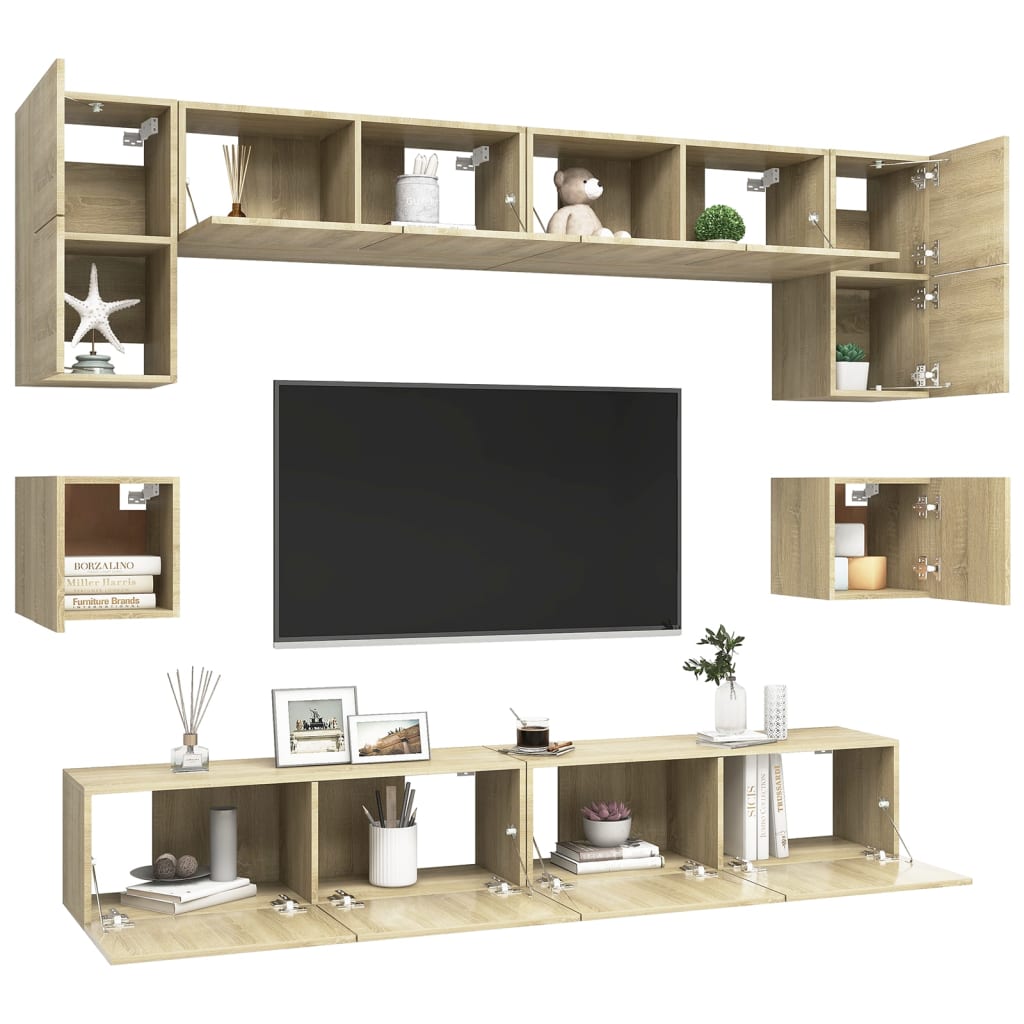 Ensemble de meuble TV 8 pcs Chêne sonoma Bois d'ingénierie