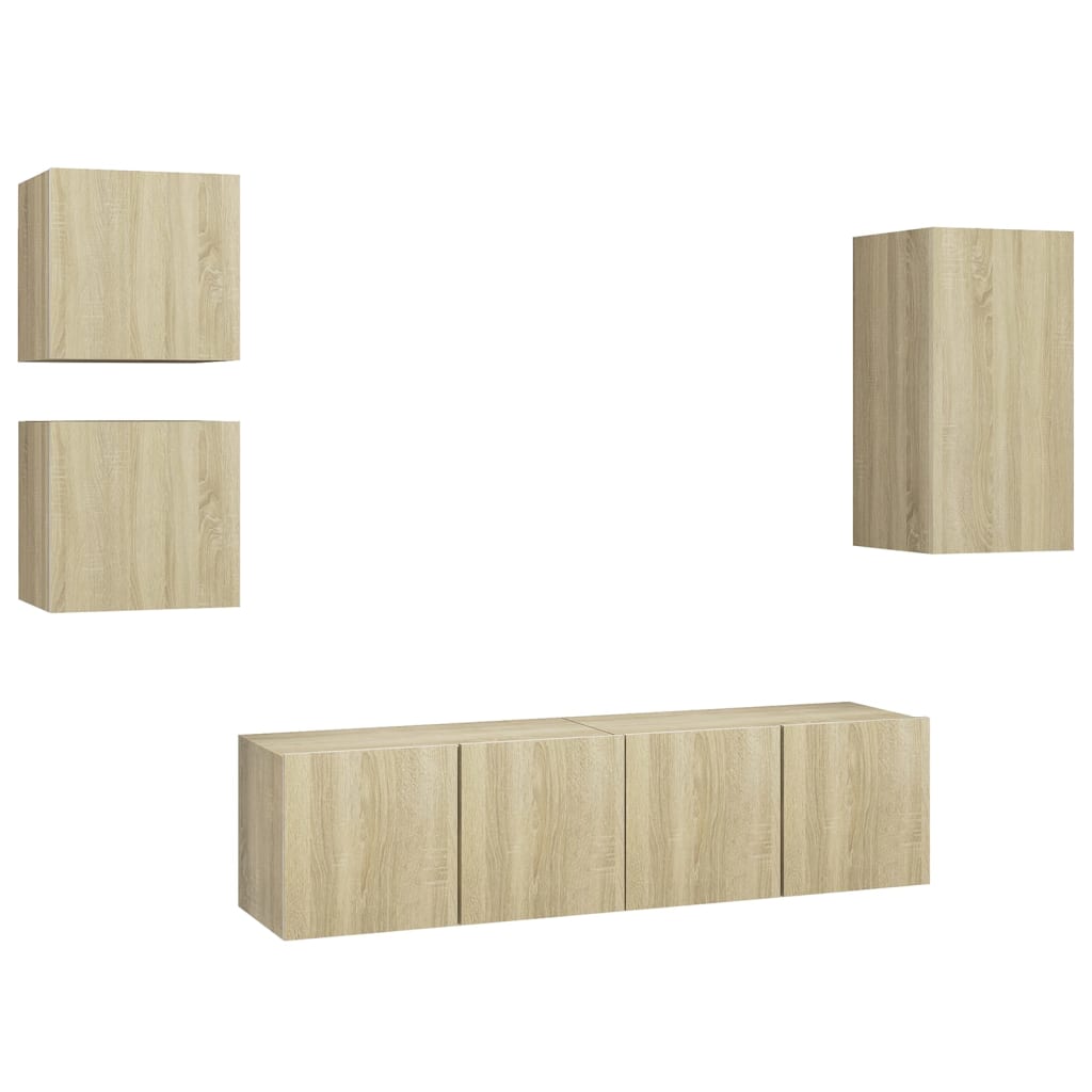 Ensemble de meubles TV 5 pcs Chêne sonoma Bois d'ingénierie