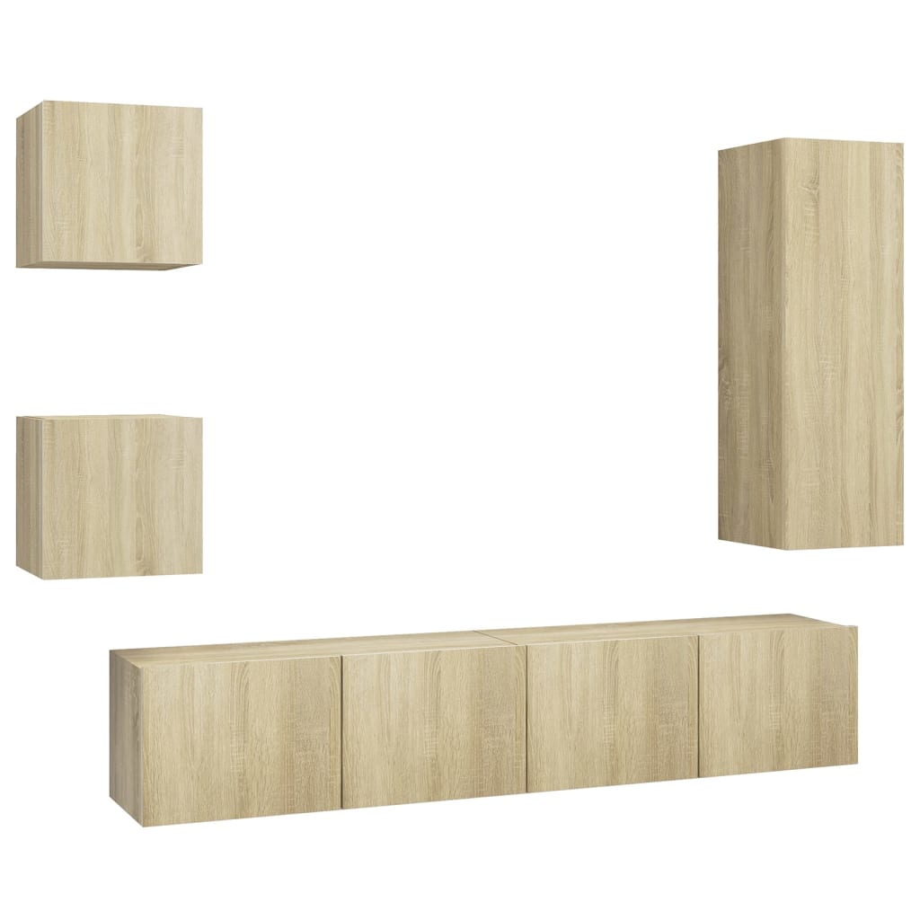 Ensemble de meuble TV 5 pcs Chêne sonoma Bois d'ingénierie