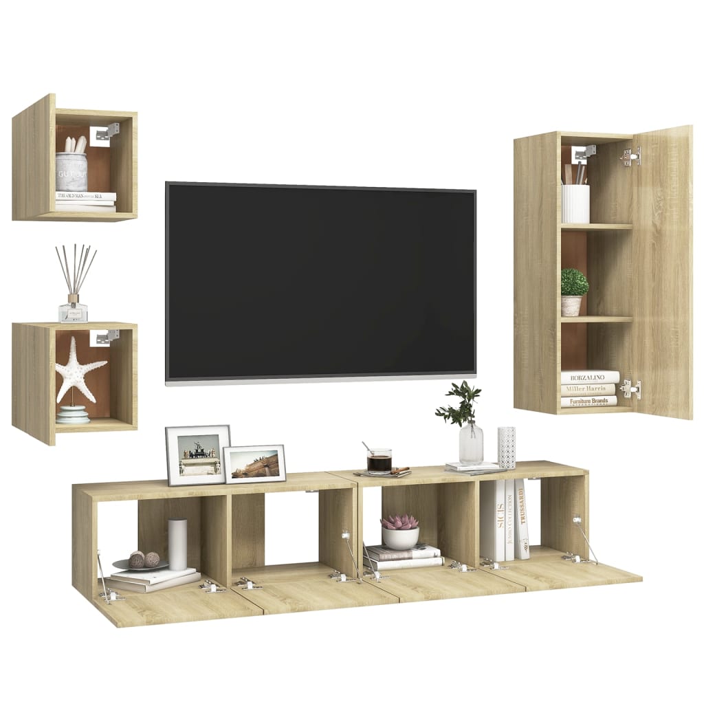 Ensemble de meuble TV 5 pcs Chêne sonoma Bois d'ingénierie