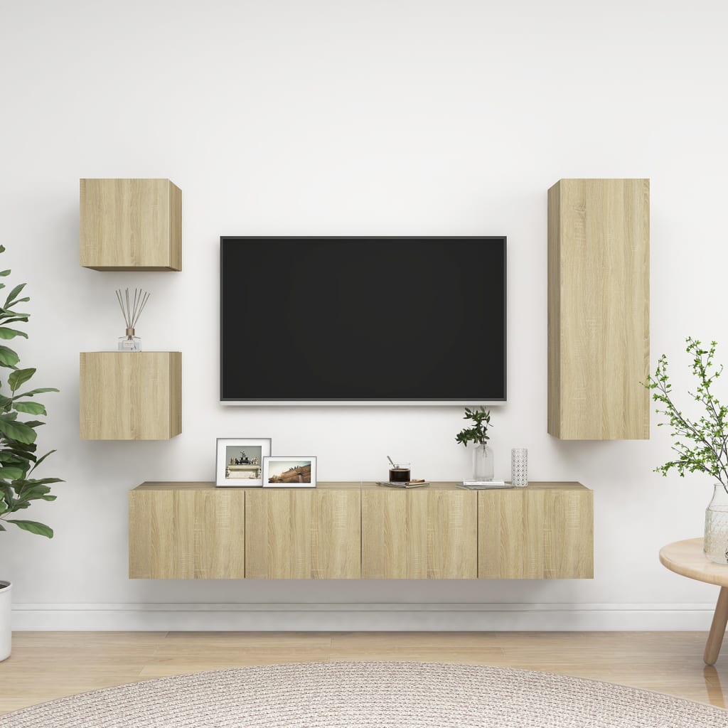 Ensemble de meuble TV 5 pcs Chêne sonoma Bois d'ingénierie