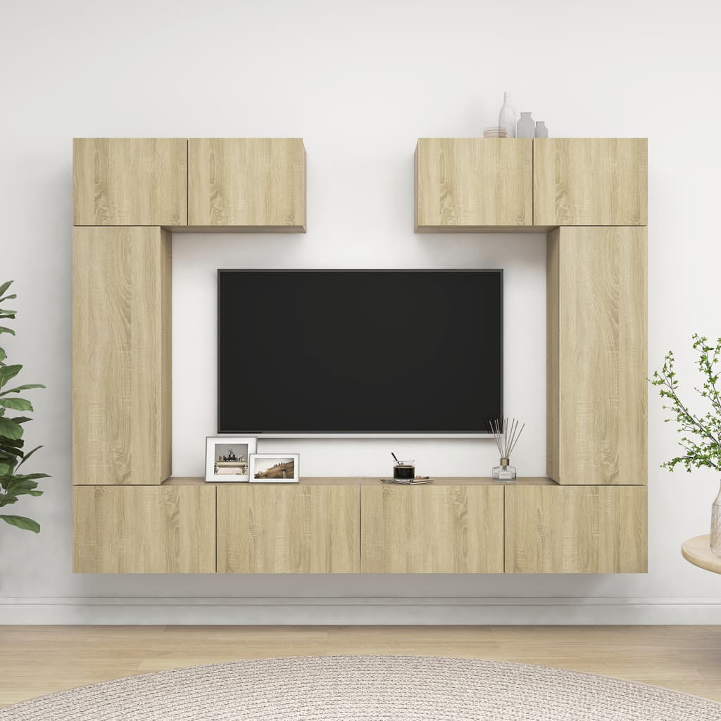 Ensemble de meuble TV 6 pcs Chêne sonoma Bois d'ingénierie