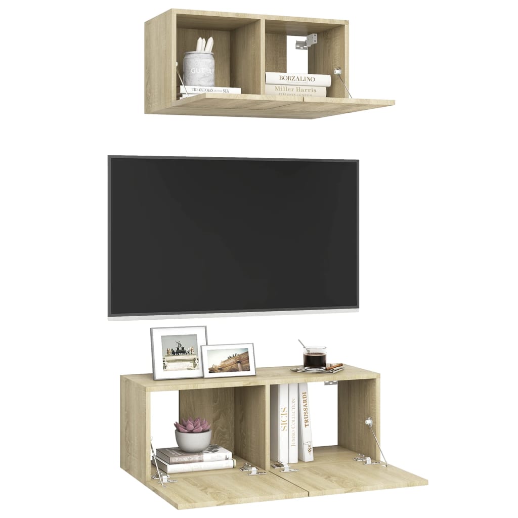 Ensemble de meuble TV 2 pcs Chêne sonoma Bois d'ingénierie