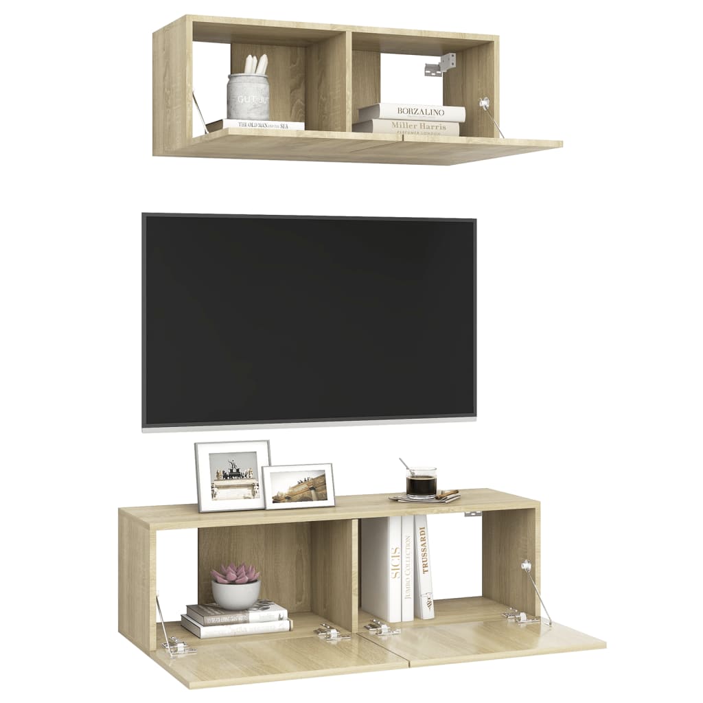 Ensemble de meuble TV 2 pcs Chêne sonoma Bois d'ingénierie