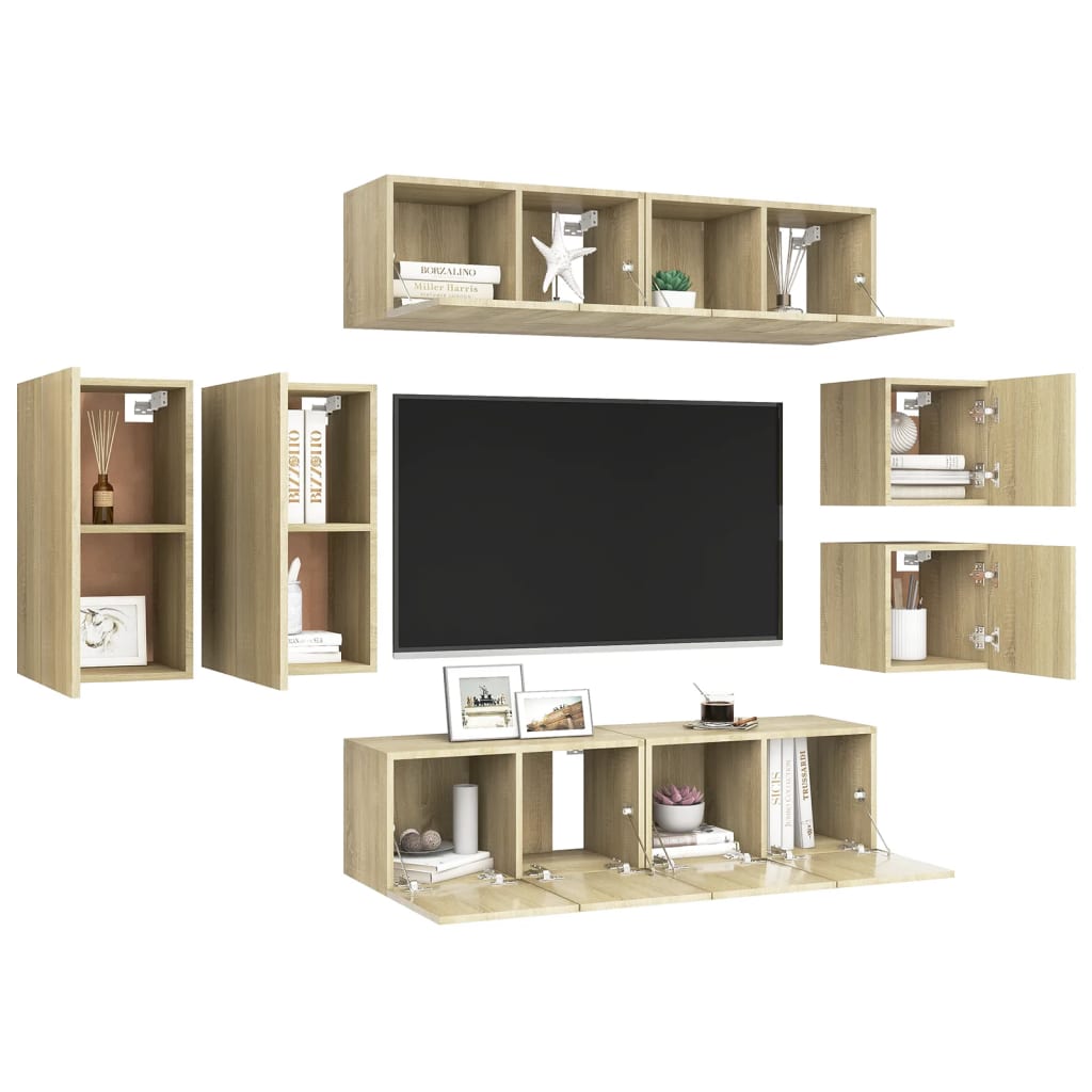 Ensemble de meubles TV 8 pcs Chêne sonoma Bois d'ingénierie